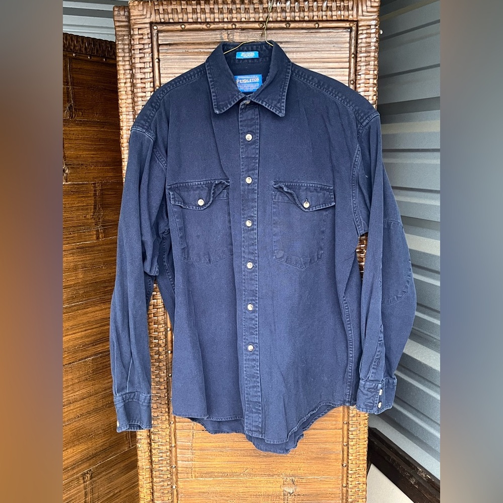 Pendleton Button Up Shirt Mens Medium Blue